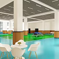 Spacious Indoor Sports Fitness Area With Table Tennis Tables Green Blue Flooring And Wooden Accents