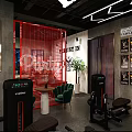 Modern Gym Interior With Treadmills Dumbbells Screens Showing Fitness Videos Red Black Decor And Plants