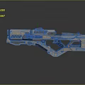 Futuristic Sci Fi Weapon Design With Metallic Body And Orange Accents