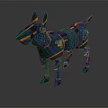 Blue And Yellow Robotic Dog With Mechanical Limbs And Futuristic Body Design