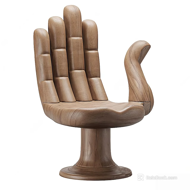 Unique Wooden Single Chair Featuring Curved Backrest And Round Base Design 3d model 