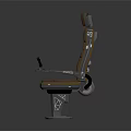 Brown Leather Recliner Chair With Stitched Design Metal Frame Headrest Armrest Lever And Round Base