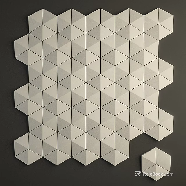 White Hexagonal Geometric Pattern Ceiling Tiles With 3D Design And Modern Aesthetic 3d model