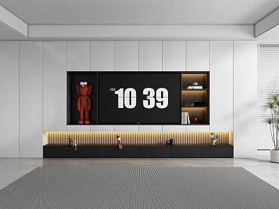 Modern TV Cabinet Design With Red Bear Decoration And Digital Display 10 39 3d model