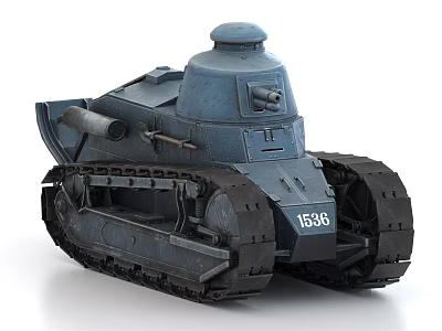 Vintage Military Tank with Gray Tracks Turret Cannon and Serial Number 1538 3d model