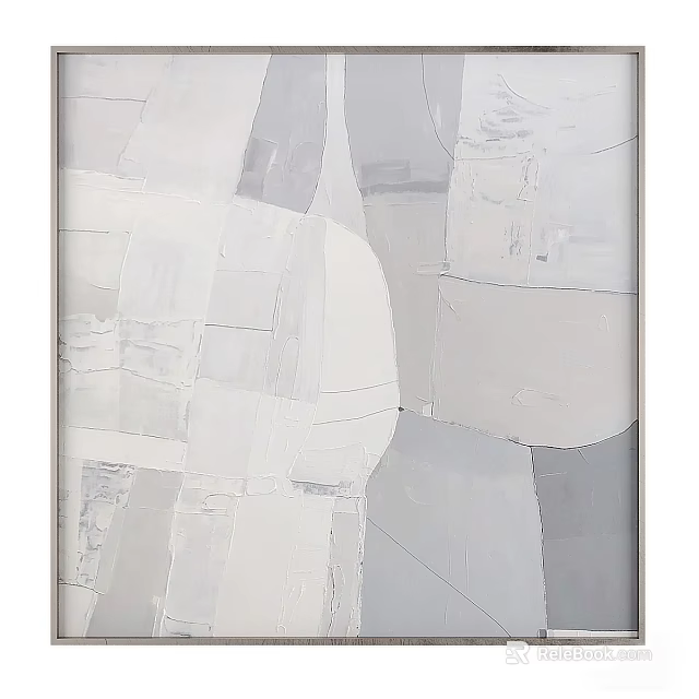 Abstract Geometric Gray And White Wall Art With Minimalist Textured Design 3d model 