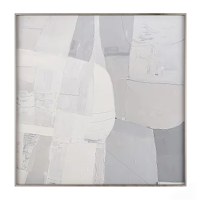 Abstract Geometric Gray And White Wall Art With Minimalist Textured Design 3d model