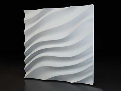 White Wall Paneling with Elegant Wavy Texture on Black Background 3d model