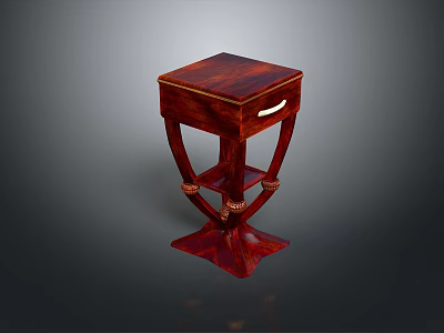 Elegant Small Mahogany Table with Drawer and Ornate Carved Legs Design 3d model
