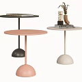 Modern Round Top Side Tables with Hemispherical Bases in Black Pink White 3d model