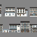 Modern Multi Storey Building Facade Design Concepts With Different Window And Balcony Styles 3d model