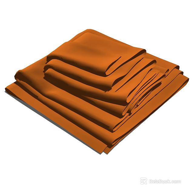 High Quality Soft Orange Stacked Towels for Home Bathroom Use 3d model