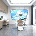 Beauty Salon Reception Area Interior With White Desk Marble Floor And Circular Lights