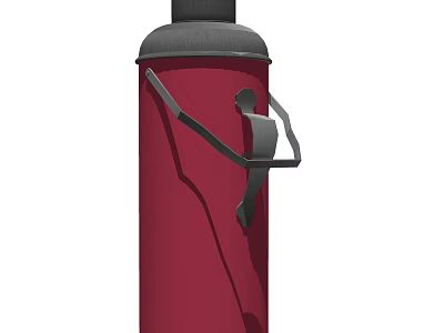 Red Cylindrical Insulated Water Bottle With Human Figure Design And Ergonomic Handle 3d model