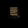 Modern Built in Bookcase in Home Office Space with Books Decorative Items and Sculptures