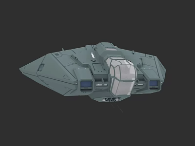 Futuristic Gray Spaceship With Transparent Cockpit And Side Engine Structures 3d model