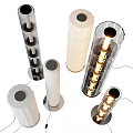 Modern Floor Lamp Designs With Glass And White Cylindrical Stacked Illuminated Styles