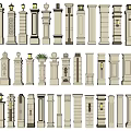 Various Architectural Columns With Decorative Finials Lamp Details And Design Styles