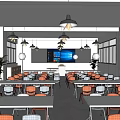 Modern Classroom Lecture Blackboard Desk and Chair Adult Classroom 3d model