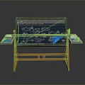 Drafting Table With Blueprints Technical Drawings And Stationery Trays On Wooden Stand