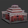 MEMPO Red Building With White Roof Columned Porch And Classic Design
