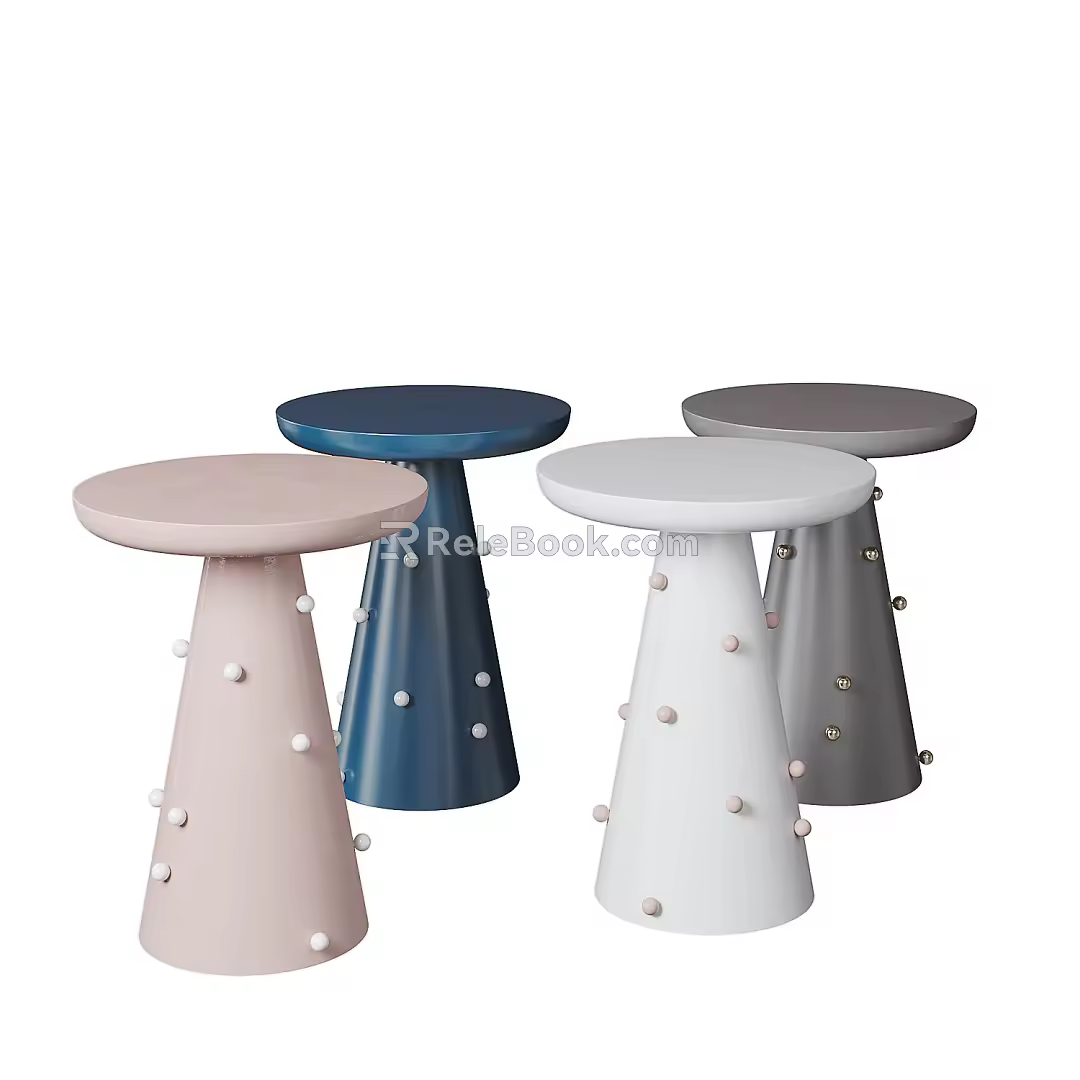 Nordic Round Table Coffee Table Combination 3d model