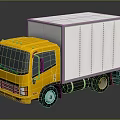 Yellow Truck Cab Featuring White Cargo Box For Delivery Transportation Use