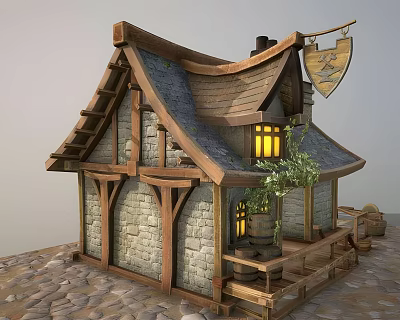 Modern Cartoon Building Ancient House 3d model