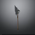 Medieval Battle Axe with Metal Blade and Wooden Handle Design