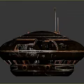 Sleek Reflective Metallic Circular Structure With Layered Design And Central Rod