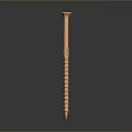 Copper Colored Threaded Screw With Pointed Tip And Reflective Surface On Grey Background