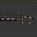 Futuristic Sci-Fi Weapon 3D Model With Metallic Parts Green Energy Core And Multiple Barrels