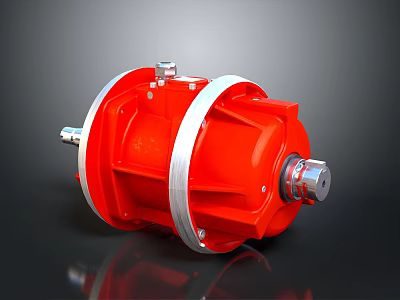 Red Industrial Mechanical Component With Silver Rings Connecting Shafts And Metallic Design 3d model