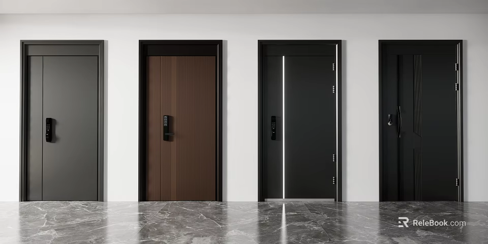 Modern Security Doors with Different Colors and Sleek Designs for Home Interior 3d model