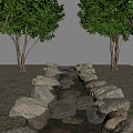 Modern Creek Waterfront Landscape Creek 3d model