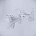 Red And Blue Children's Bicycles With Cartoon Design And Training Wheels