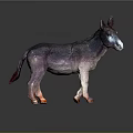 Purple And Pink Donkey Sculpture With Red Hooves White Nose On Dark Background With Reflection