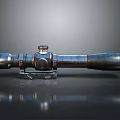 Telescopic Sniper Scope With Vintage Metal Construction Mount Base And Reflective Surface