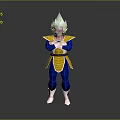Anime Warrior Character With White Spiky Hair Blue And Yellow Outfit Arms Crossed Standing Pose