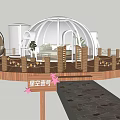 Starry Sky Themed Dome Architecture With Wooden Platform And Viewing Design 3d model