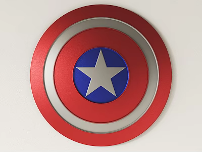 Modern Decorative Circular Wall Decor with Red Silver Blue Layers and White Star Center 3d model