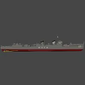 Military Warship Model With Turrets Mast Weapons On Deck Number 23