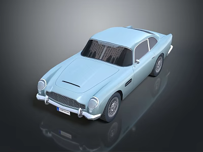Light Blue Classic Sports Car With Vintage Design And Sleek Exterior 3d model
