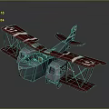 Vintage Aerospace Biplane Model with Turquoise Body Red Wings and White Logo