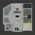 Industrial Testing Equipment With Transparent Enclosure Control Panel And Tripod Mounted Instrument