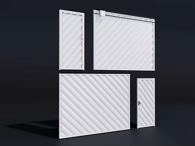 White Sliding Doors With Diagonal Pattern For Interior Home Use In Various Sizes 3d model
