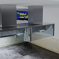 Modern Cafeteria Interior With Stainless Steel Hoods And Digital Menu