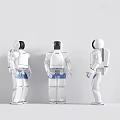 Smart Humanoid Robots With White Exterior And Blue Accents Displayed In Multiple Angles 3d model