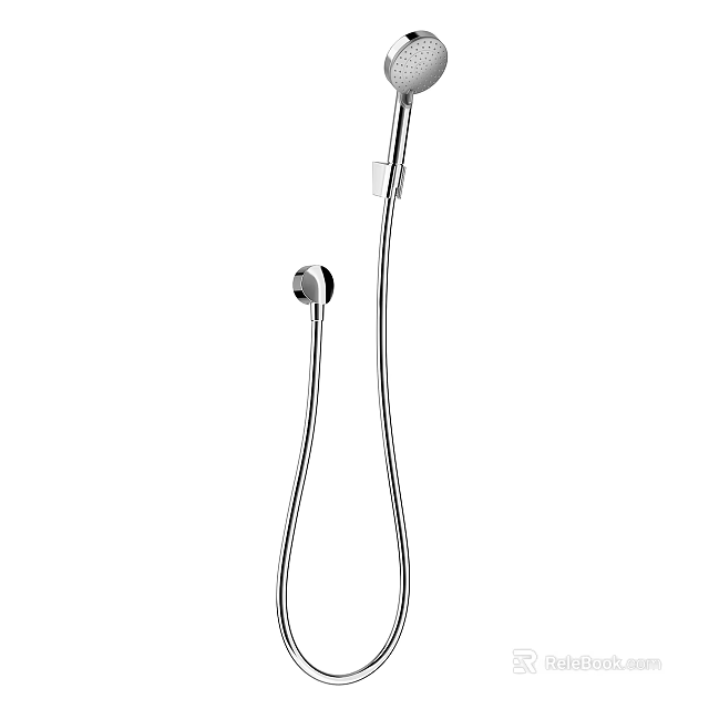 Handheld Showerhead with Flexible Hose and Wall Mount Modern Chrome Finish for Bathroom Use 3d model 