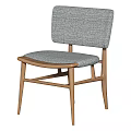 Modern Wooden Frame Chair With Gray Fabric Upholstered Seat And Backrest